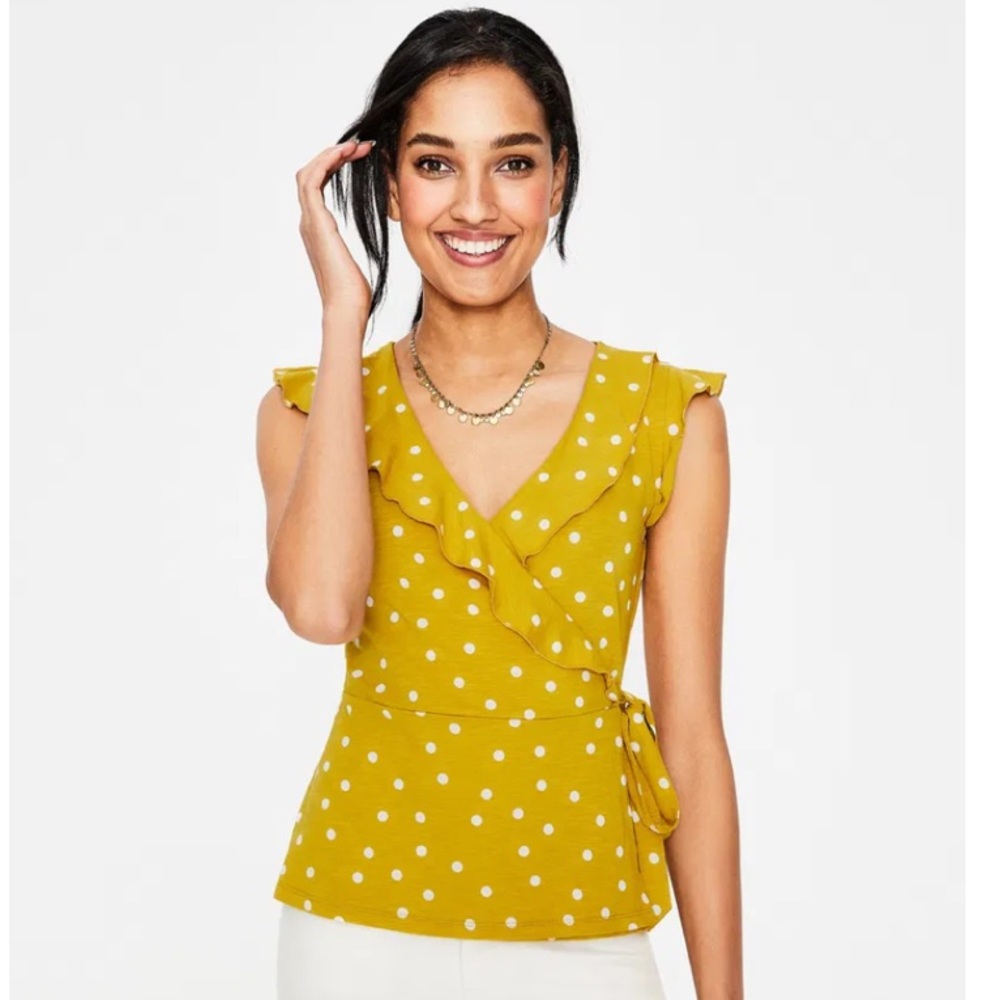 Yellow Polka Dot Wrap Top